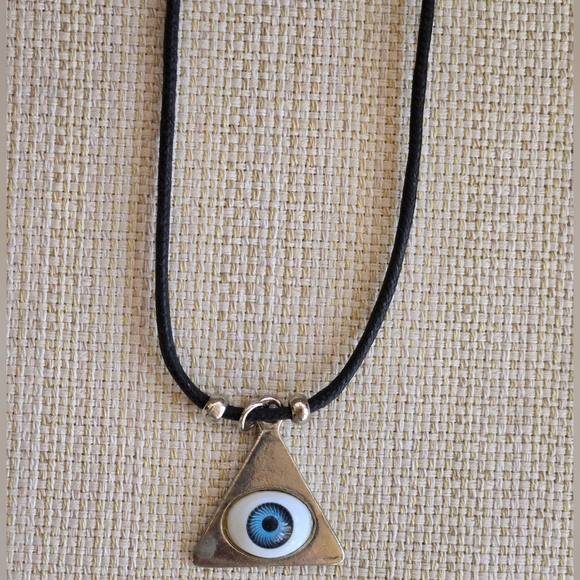 Evil Eye Necklace Pendant on Black Cord Layering Protection Lucky Unisex - Picture 5 of 8